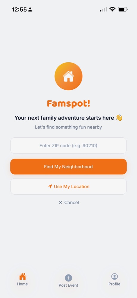 Onboarding screen asking for a ZIP code